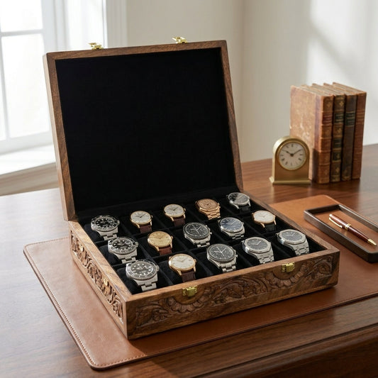 15 Watches - Carving - Wood Top - Black - Elegance Antique Store