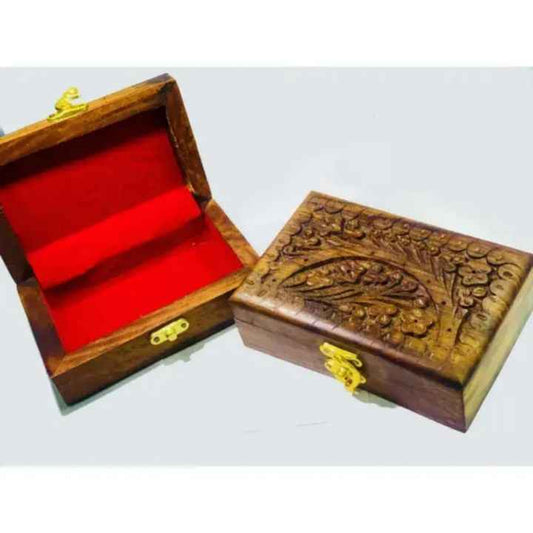 Hand Carved Sheesham Wood Jewelry Box