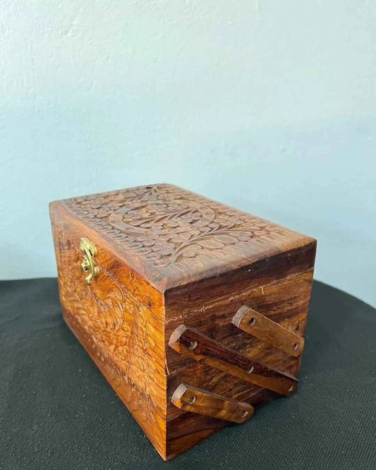Wooden Foldable Jewelry Box 8x5 Inch
