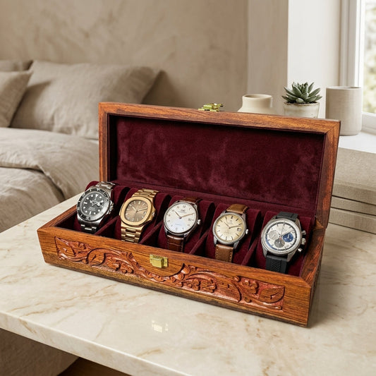 5 Watches - Carving - Wood Top - Hard Pillows - Elegance Antique Store