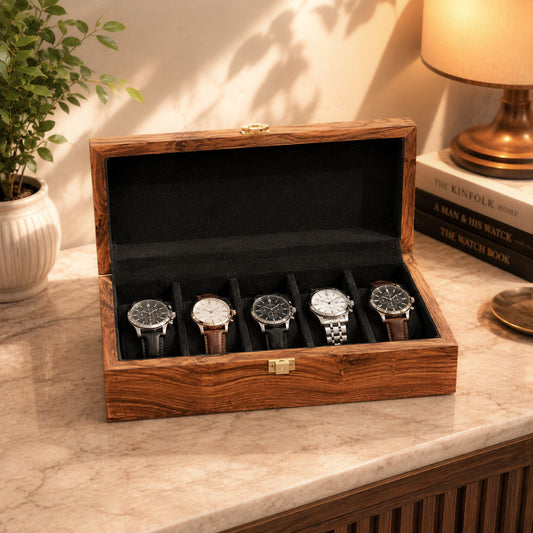5 Watches - Plain - Wood Top - Black - Elegance Antique Store