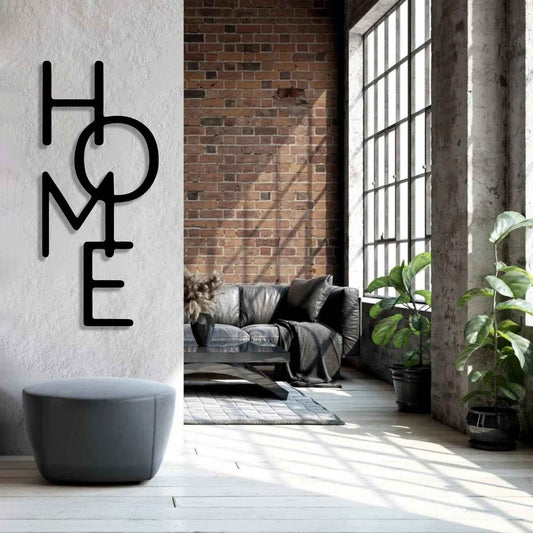 Vertical “HOME” Text Metal Wall Art – Modern Wall Decor for Living Room, Entryway & More