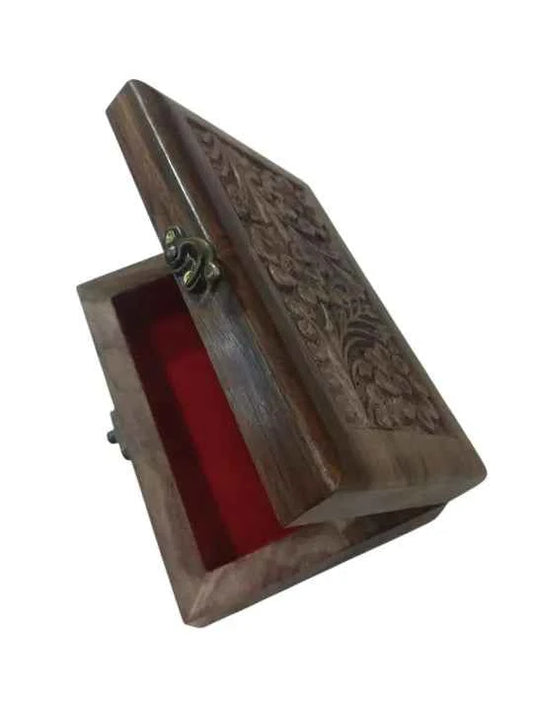 Mini Carved Rosewood Jewelry Box