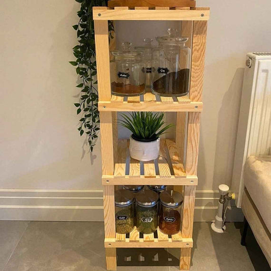 Vatzy Natural Plant Wood Bathroom Shelf Organizer