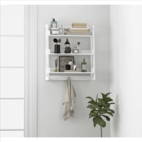 Cersei Bathroom Solid Wood Floating Shelf Organizer Rack