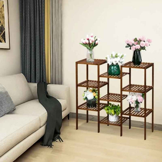 Multi-Tier Living Garden Wooden Plant Storage Organizer Rack Decor
