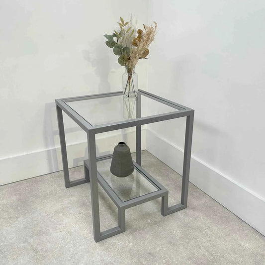 Hudson Glass Table Lounge Living Room Metal Side Table