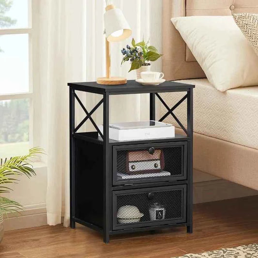 Kempst Nightstand with Flip Drawer Bedside Table