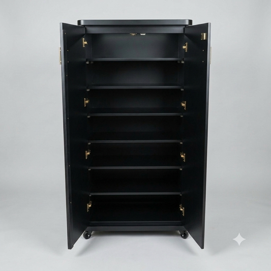 Movable Wheels Storage Cupboard Rack With Removable Adjustable Shelves - Elegance Antique Store