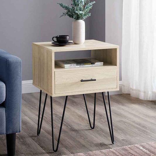Rustic Living Lounge Center Side Hairpin Table (Birch Touch)