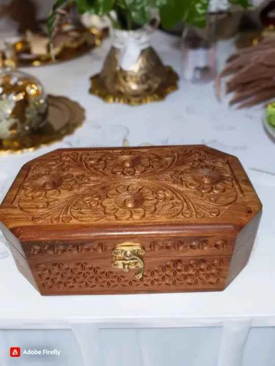 Vintage Style Wooden Jewelry Box with Lock
