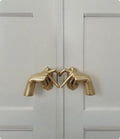 Gold Heart Hands Door Handles