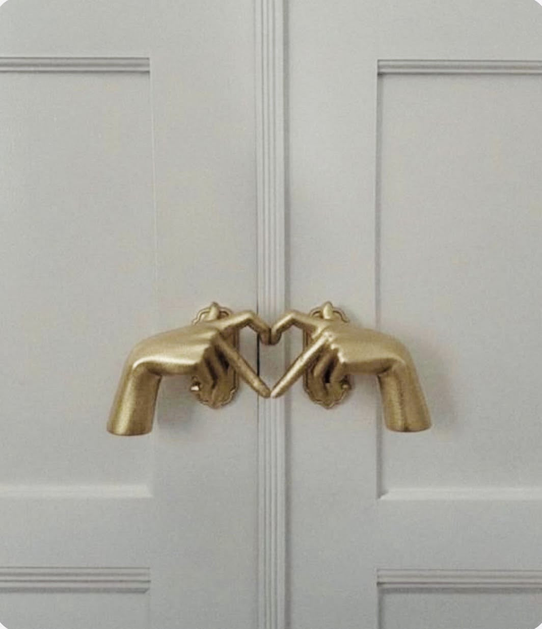 Gold Heart Hands Door Handles