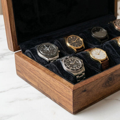 10 Watches - Plain - Wood Top - Black - Elegance Antique Store