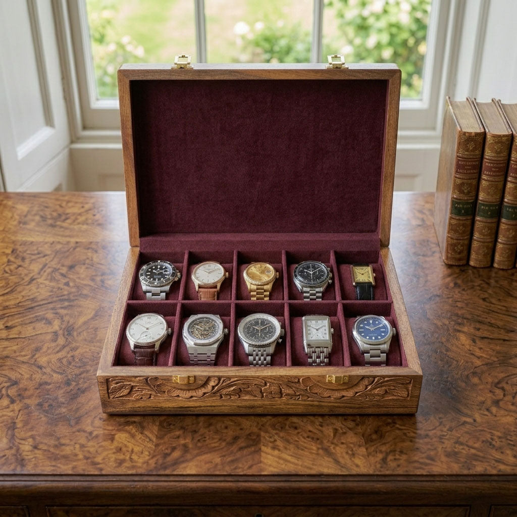 10 Watches - Carving - Wood Top - Elegance Antique Store