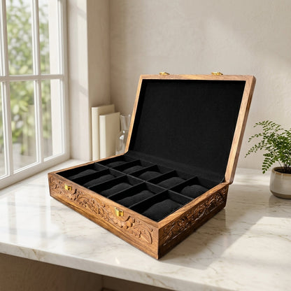 10 Watches - Carving - Wood Top - Black - Elegance Antique Store