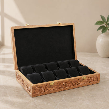 10 Watches - Carving - Wood Top - Hard Pillows Black - Elegance Antique Store
