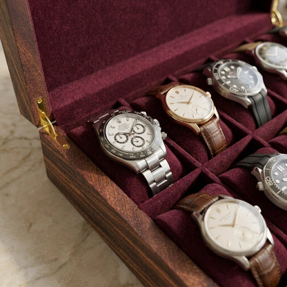 10 Watches - Golden Hinge - Wood Top - Elegance Antique Store