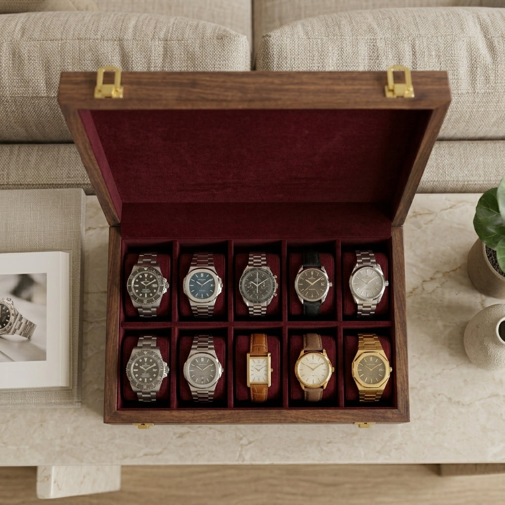10 Watches - Plain - Wood Top - Elegance Antique Store