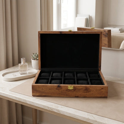 10 Watches - Plain - Wood Top - Black - Elegance Antique Store