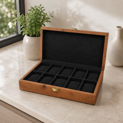 10 Watches - Plain - Wood Top - Black - Elegance Antique Store