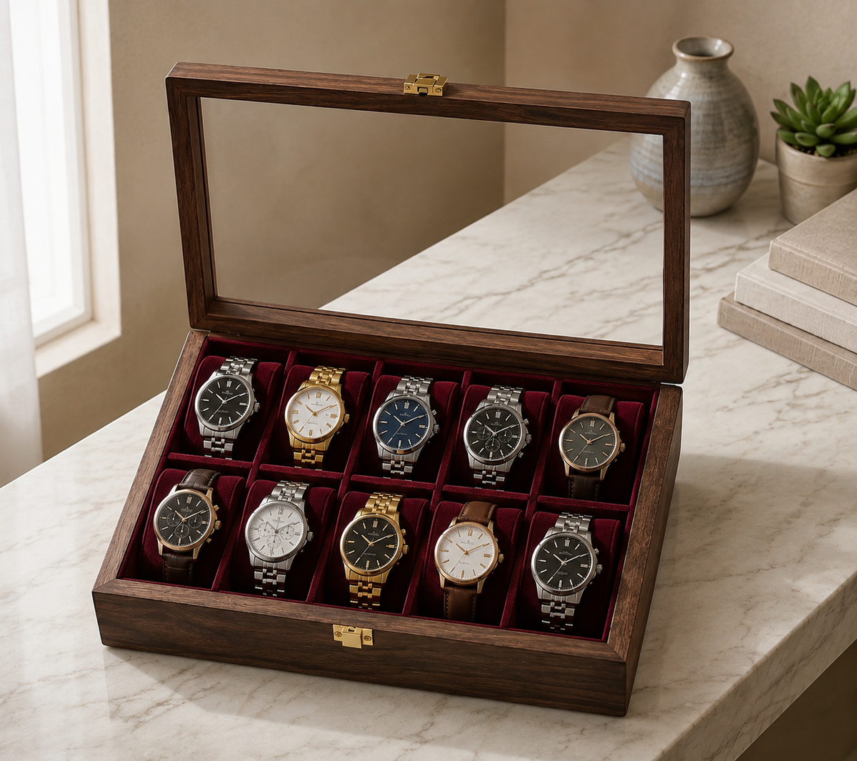10 Watches - Plain - Glass Top - Elegance Antique Store