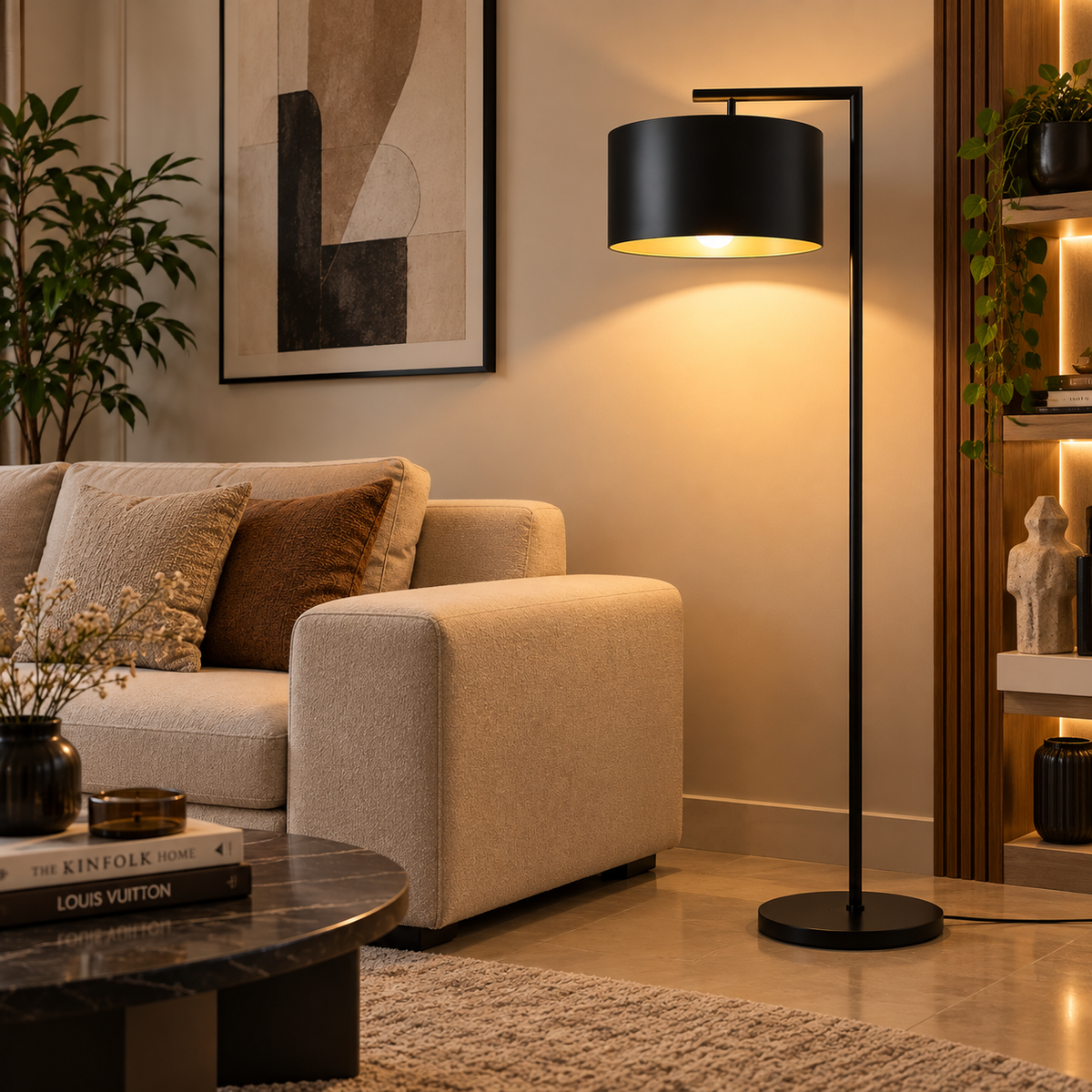 Golden Floor Lamp for Living Room & Bedroom Decor