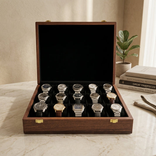 15 Watches - Plain - Wood Top - Black - Elegance Antique Store