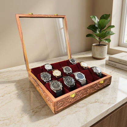 15 Watches - Carving - Glass Top - Hard Pillows - Elegance Antique Store