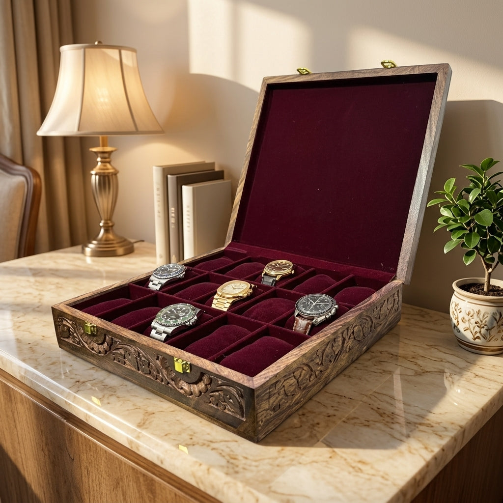 15 Watches - Carving - Wood Top - Elegance Antique Store