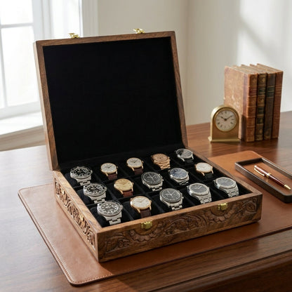 15 Watches - Carving - Wood Top - Black - Elegance Antique Store