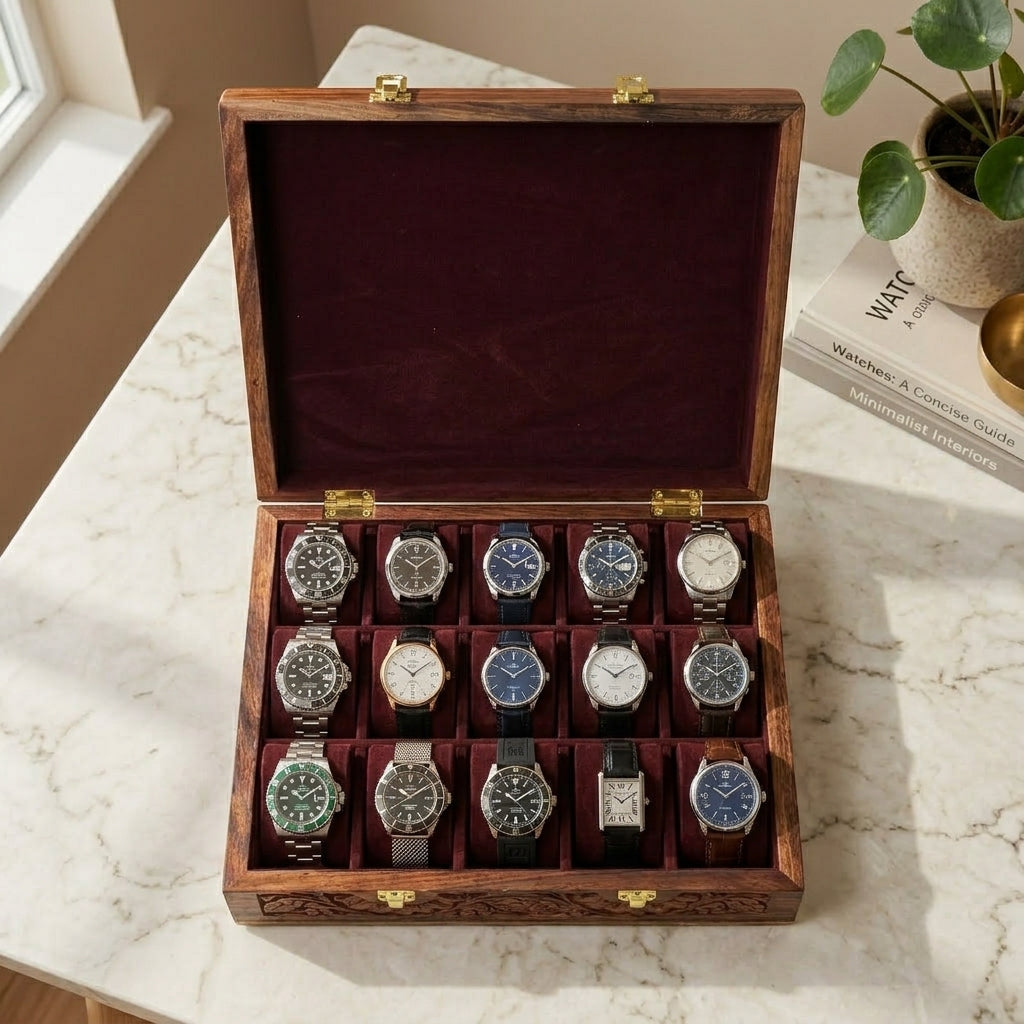15 Watches - Carving - Wood Top - Hard Pillows - Elegance Antique Store