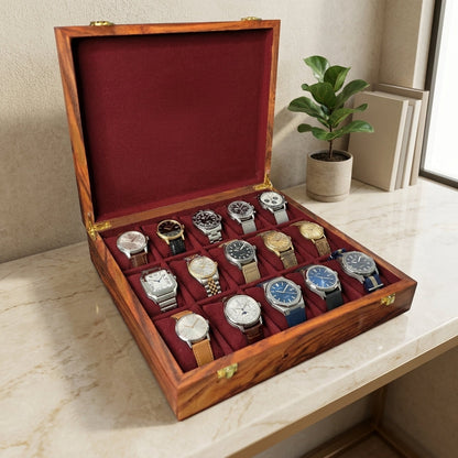 15 Watches - Golden Hinge - Wood Top - Elegance Antique Store