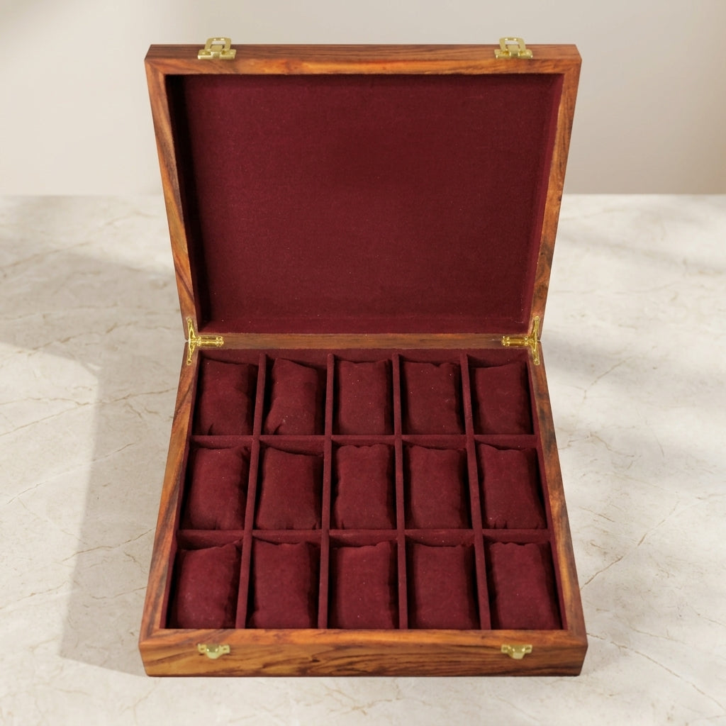 15 Watches - Golden Hinge - Wood Top - Elegance Antique Store