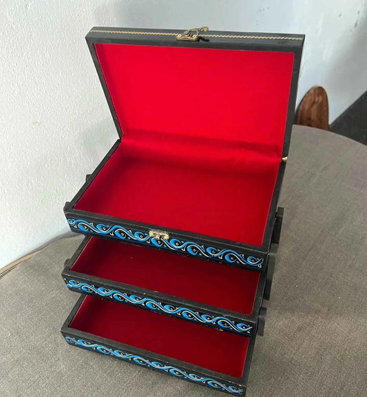 Blue 3 Layer Naqshi Art Jewelry Box