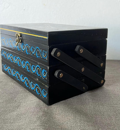 Blue 3 Layer Naqshi Art Jewelry Box