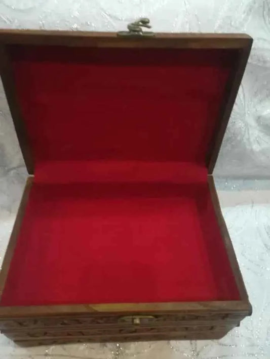 Antique Handmade Wooden Jewelry Box