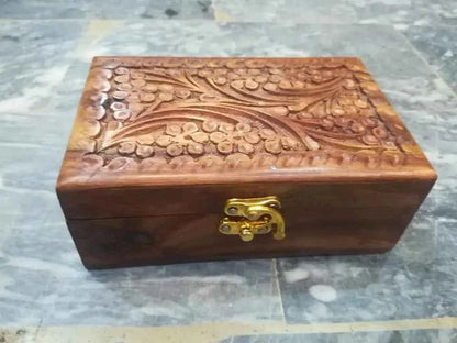 Antique Handmade Wooden Jewelry Box