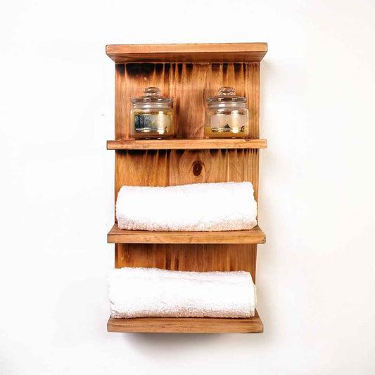 Triptych Kitchen Solid Wood Bathroom Organizer Floating Shelf