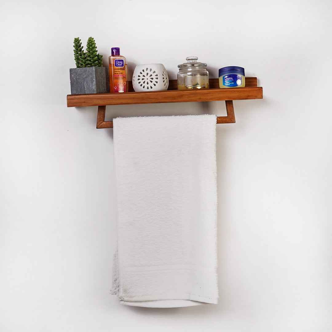 Drifter Solid Wood Bathroom Floating Organizer Shelf Decor