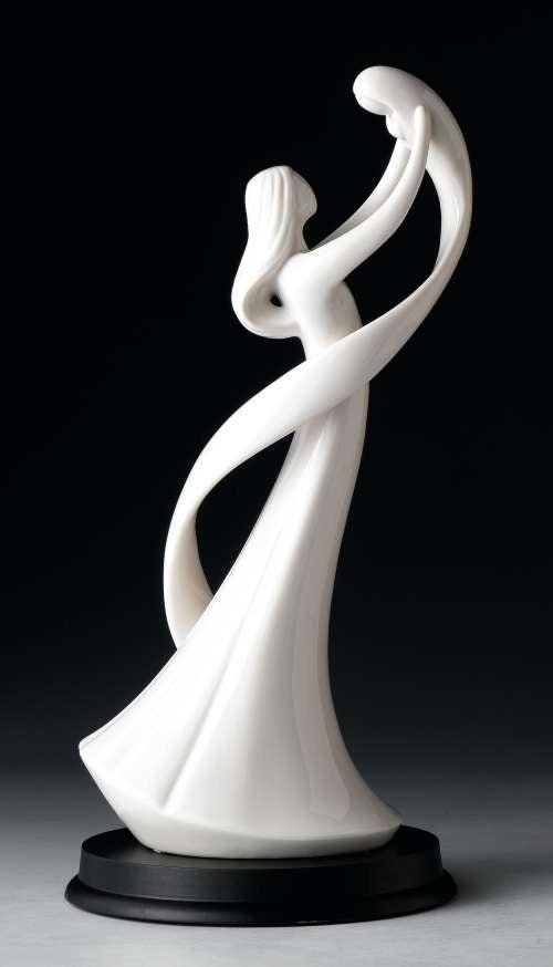 White Ceramic Mother Child Statue