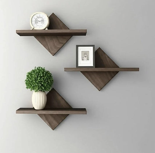 Diamond Wooden Floating Wall Shelves Set