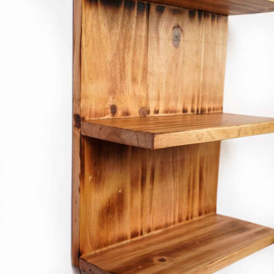 Triptych Kitchen Solid Wood Bathroom Organizer Floating Shelf