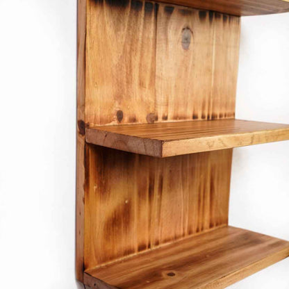 Triptych Kitchen Solid Wood Bathroom Organizer Floating Shelf