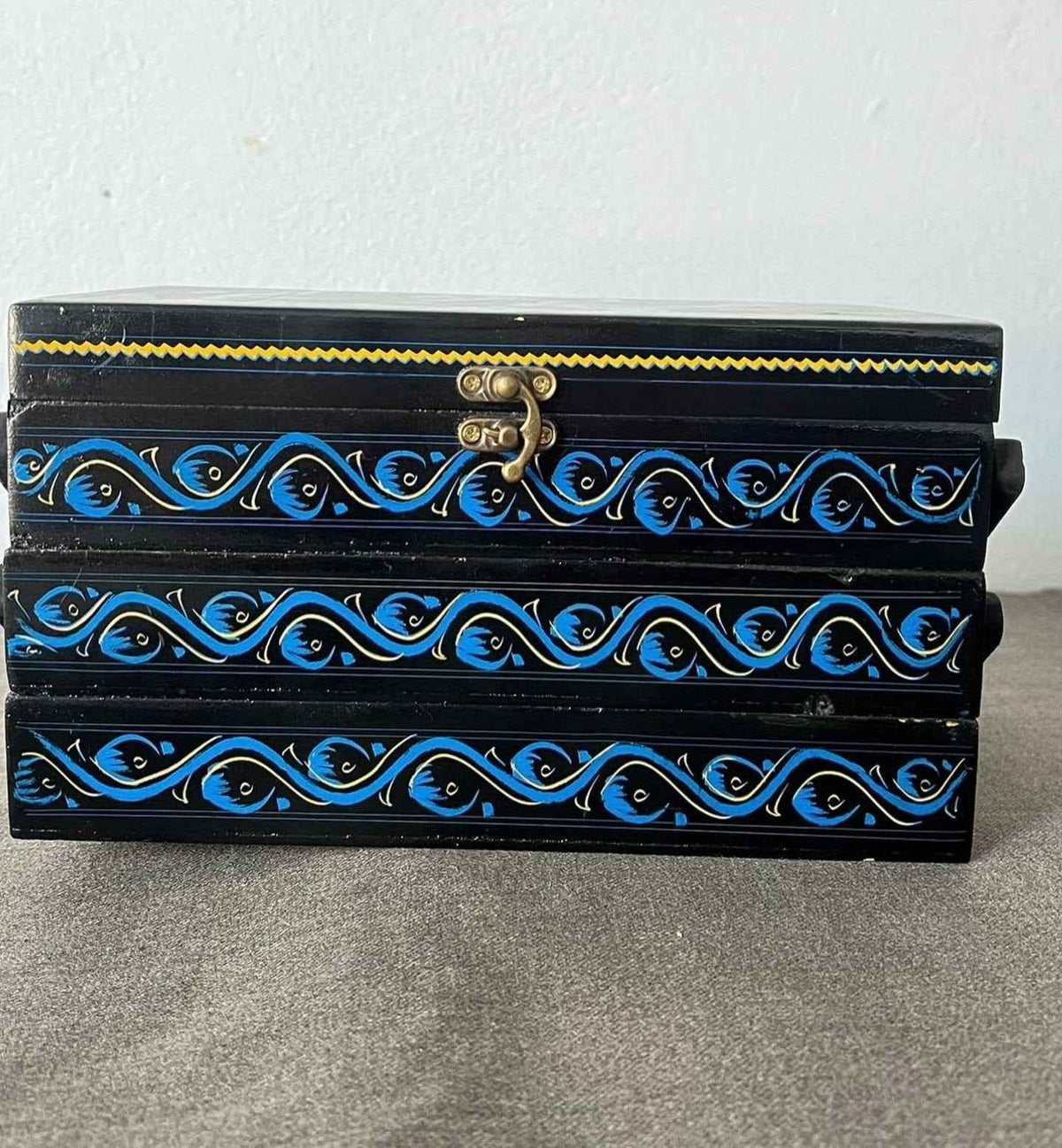 Blue 3 Layer Naqshi Art Jewelry Box
