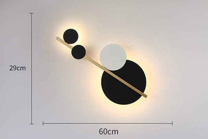 LED Round Wall Art Lamp – Modern Black & Gold Accent Light with Warm White Glow