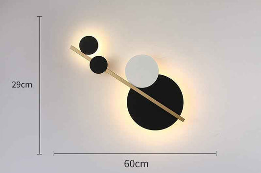 LED Round Wall Art Lamp – Modern Black & Gold Accent Light with Warm White Glow