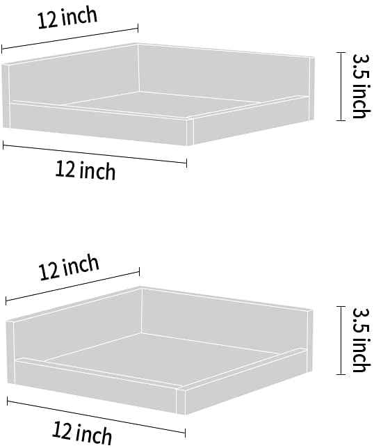 Levie Corner Solid Wood Floating Living Lounge Drawing Room Shelves (Set of 2)