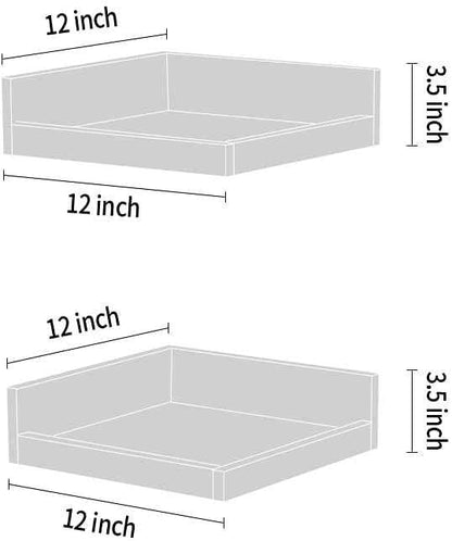 Levie Corner Solid Wood Floating Living Lounge Drawing Room Shelves (Set of 2)