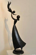 Abstract Iron Mother Holding Baby Statue